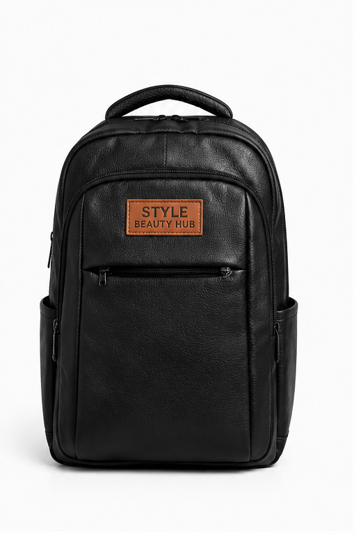 Premium Faux Leather Backpack (Black)