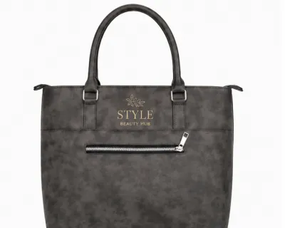 Style Beauty Hub Charcoal Grey Structured Tote Bag